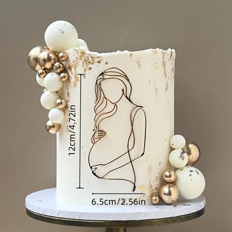 1Pieces insWind Pregnant Mother Birthday Acrylic Cake Decoration Face Line Simple Maternity Party Accessories Baoma Party Decora