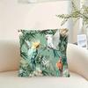 2D flach- Tropischer Dschungelvögel Kissenbezug Grün Palmenblatt Floral Nymphensittich Ara Kissenhülle für Heimdekoration