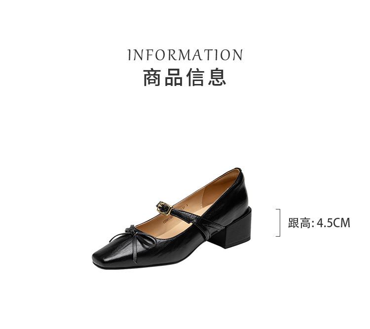 Spring Temperament Square Toe Thick Heel Straight Belt Commuting Mary Jane Shoes