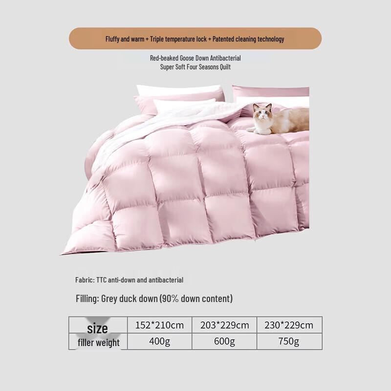 FUANNA 90% Grey Duck Down All-Season Double Duvet