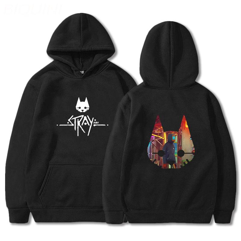 

Stray Game Cat Anime Hoodie Hot Game Printing Clothes Men Winter Fleece Pullover Tops Oversized Sweatshirts Vintage Unisex Wram 3XL