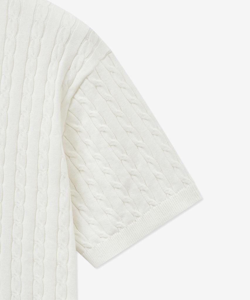 Tienjiti Cable Polo Knit Top (Cream) Tnsw5E206Cr