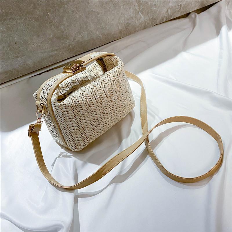 Women Simple Fashion Mini Woven Crossbody Shoulder Handbag Casual Daily Small Square Bag