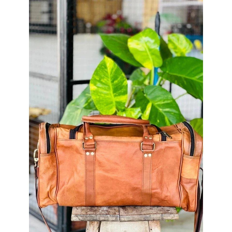 Classico Leather Travel Duffel Genuine Gym Luggage Brown Overnight Men Vintage