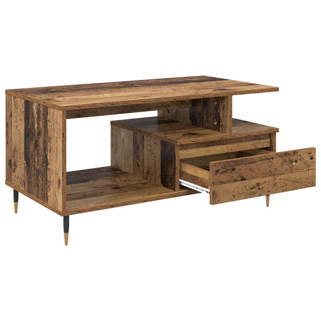 Coffee Table with Drawers Reclaimed Wood Look 90 x 49 x 45 cm Engineered Wood