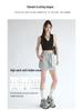 Women's Gray High-Waist A-Line Sports Skirt with Attached Shorts - Spring to Autumn Wear