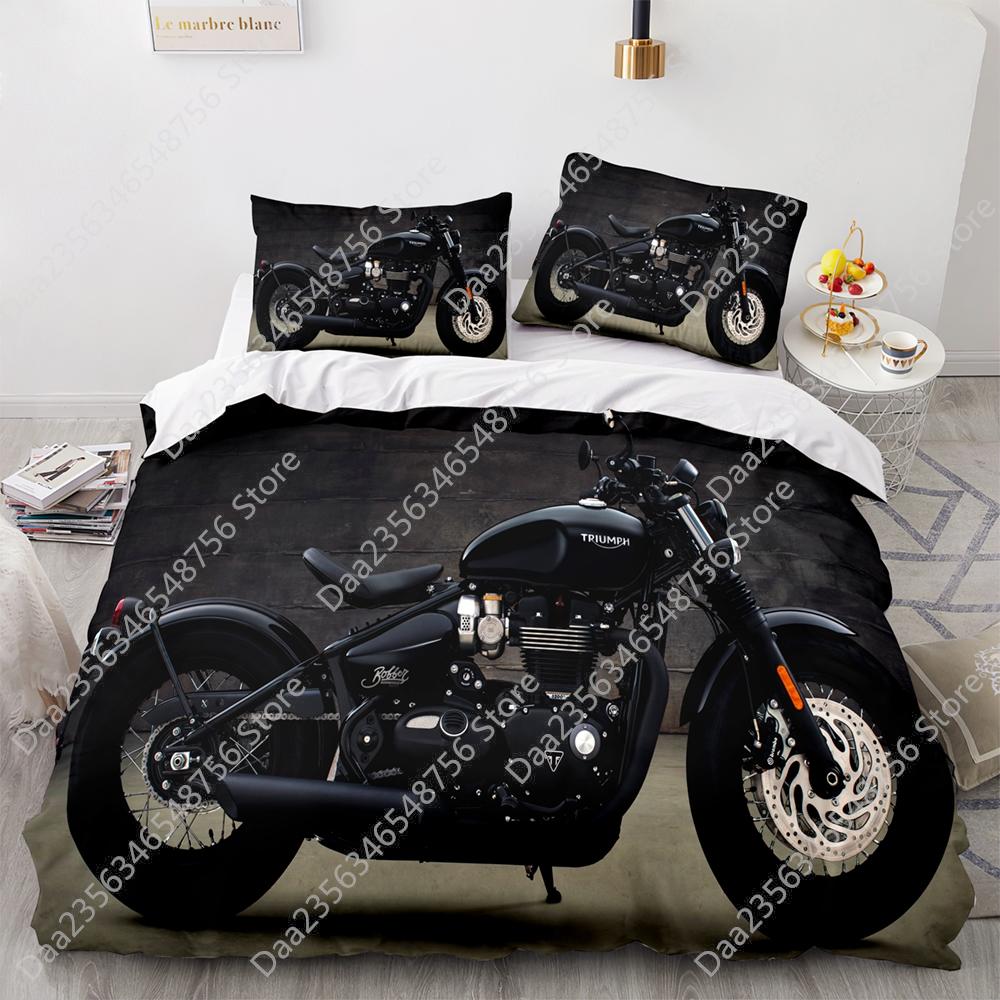Comforter New Motorcycle Bedding Set Single Twin Full Queen King Size Motorcycle Bed Set Aldult Kid Bedroom Duvet Sets 3D Anime 038
