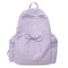 Schoolbag Korean Version Ins Solid Color Sweet Bow Backpack Women's Large Capacity Fashion Versatile Student Schoolbag Commuter Backpack