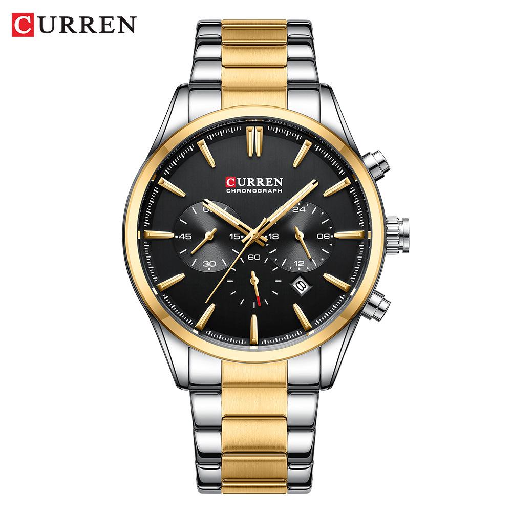 CURREN 8446 Men's Multi-Function Quartz Steel Band Sports Watch