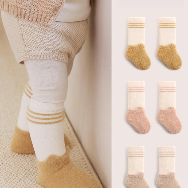 Children's Socks Autumn Winter New Thickened Warm Coral Fleece Boys Girls Socks Seamless Newborn Socks Class A