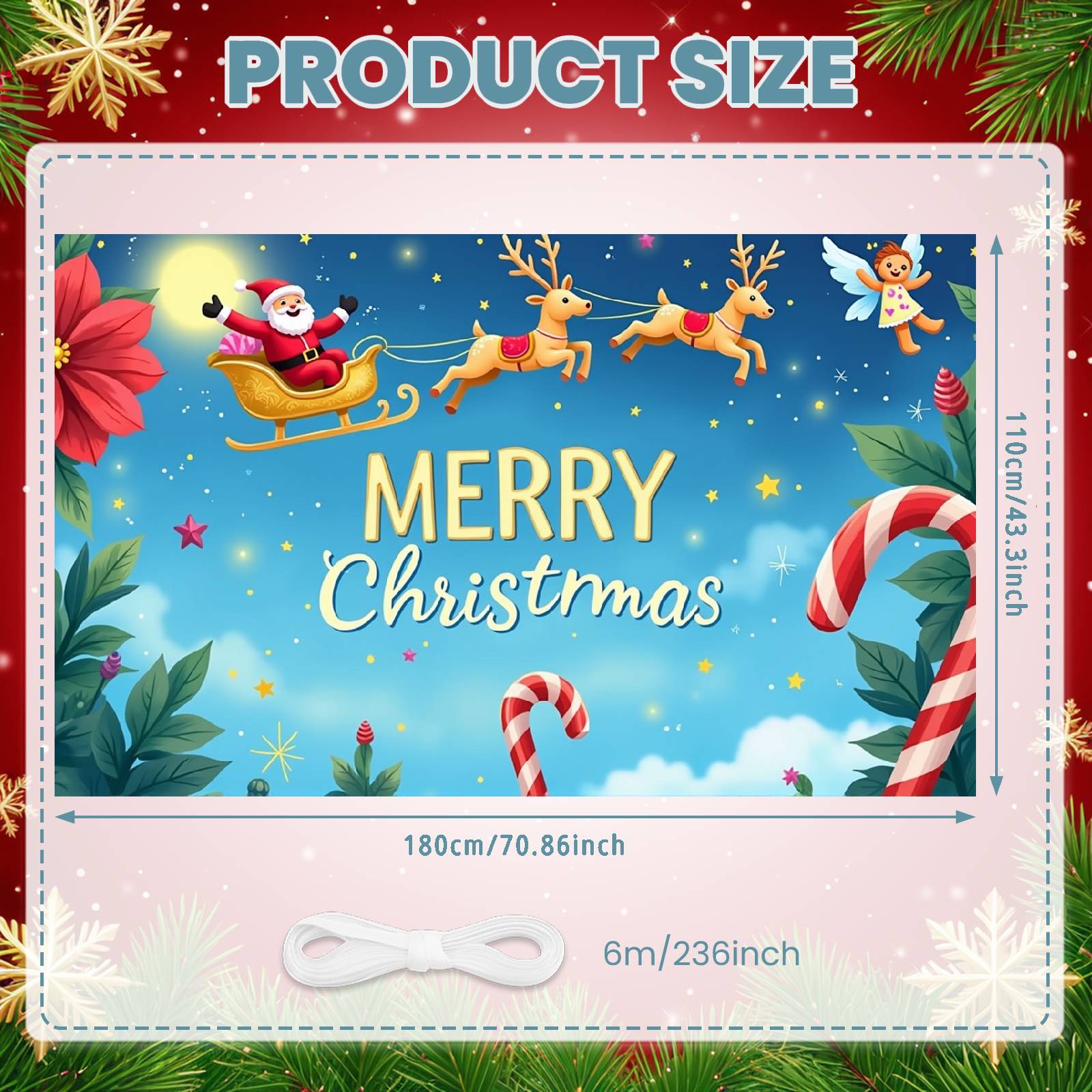 Christmas Party Banner Reindeer Pattern Merry Christmas Banner Santa Claus Banner Festive  Reindeer Display For Festive