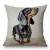 Oil Painting Dachshund Dog Chair Pillow Cotton Linen Home Decorative Doxie Pet Puppy Dogs Cute Cushion Living Room Car Pillows