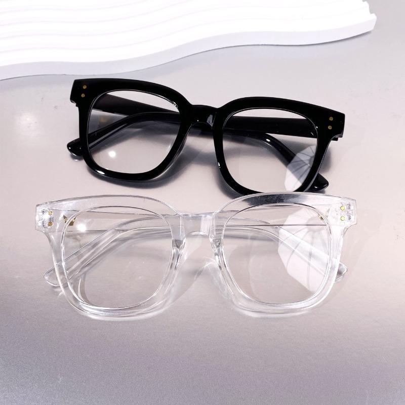 2 Pairs of Light Luxury Anti Blue Light Glasses Fashionable Rectangular Transparent Lens Computer Glasses Unisex
