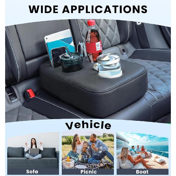 Car Cup Holder, Back Seat Cup Holder For Car, PU Leather Couch Sofa Bed Cup Holder Expander Tray, Boat Tray, Organizer For Trucks, Minivans, SUVs,