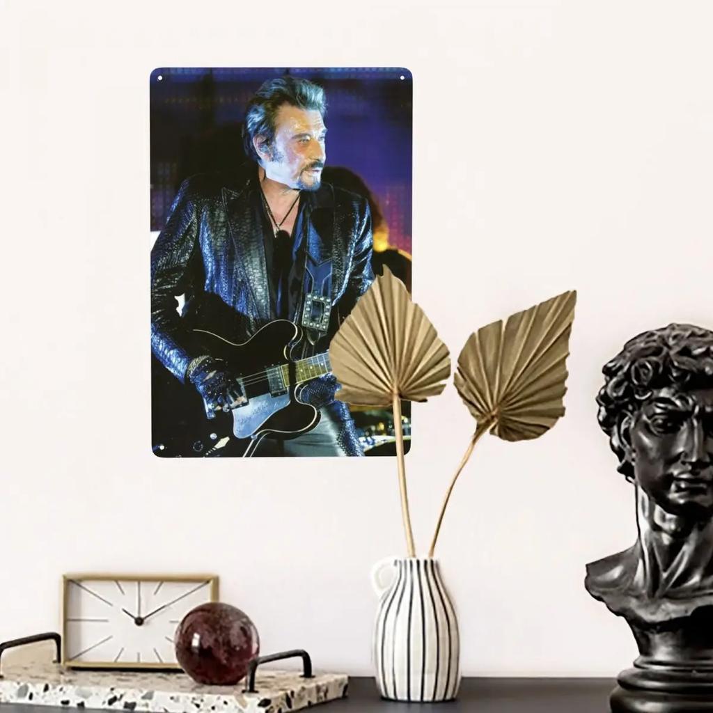 Segni Metallica Vintage Johnny Hallyday Personalizzati Cantante Rock Francese Placca di Latta Cancello Giardino Bar Decorazione Murale 30x20cm