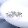 Luxury Trend Stainless Steel Crystal Round Silver Color Hoop Earring for Women Charm Zircon Dangle Earring Wedding Bride Jewelry