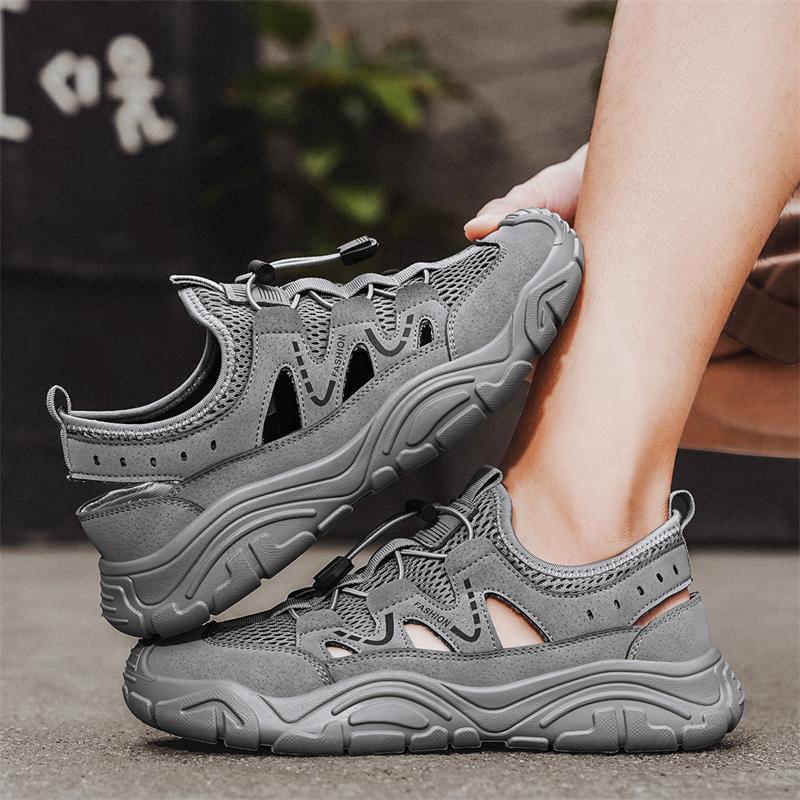 Fashion Comfortable Casual Men's Water Shoes Summer Trend Outdoor Walking Soft Bottom Breathable Beach Shoes Material Mesh Hiking Shoes