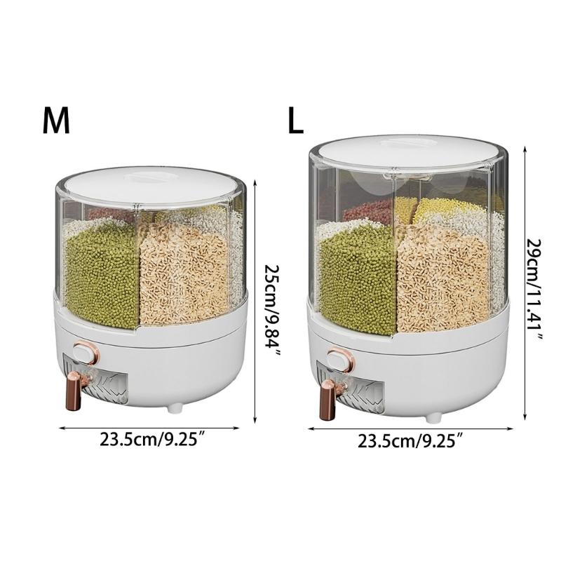360°-Rotating Grain Container Clear Food Storage Can Home Dorm Kitchen Supply Storage Container with Good Sealing
