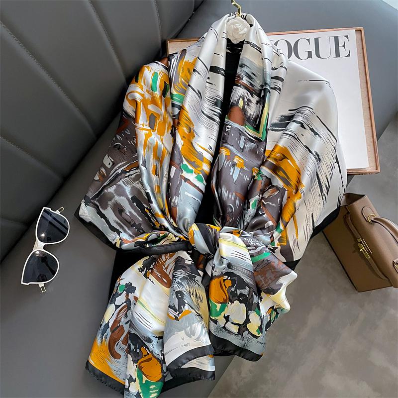 Modny nadruk Duży szal szalik dla kobiet Luksusowy projekt Pashmina Wrap Hidżab Foulard Kobiece plażowe szale Bandana Opaska na głowę Echarpe