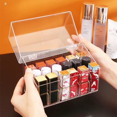 Lipstick Storage Organizer Box Transparent Lipstick Holder Makeup Accessories Organizer Boxes Case For Cosmetics Dressing Table