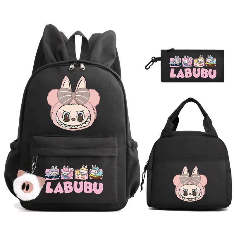 3Pcs/set Cute Printed Backpack Lunch Bag Pencil Case Children Girl Boy Mokoko Student Schoolbag Zimomo Kid Gift Mochila