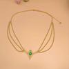 Fashion Bride Headdress Gold Chain Personality Ethnic Style Green Pendant Tassel Headdress Head Chain