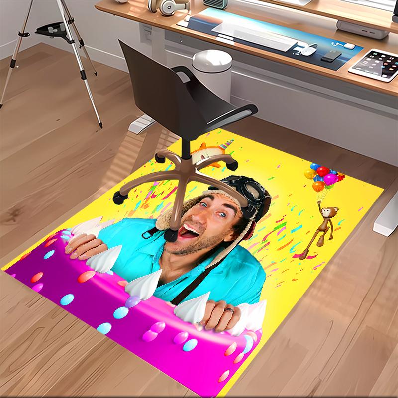 1pc Danny Go Print Area Rug - Soft, Washable Non-Slip Indoor Mat for Office Chairs, Living Room, Home Office Decorative Rug