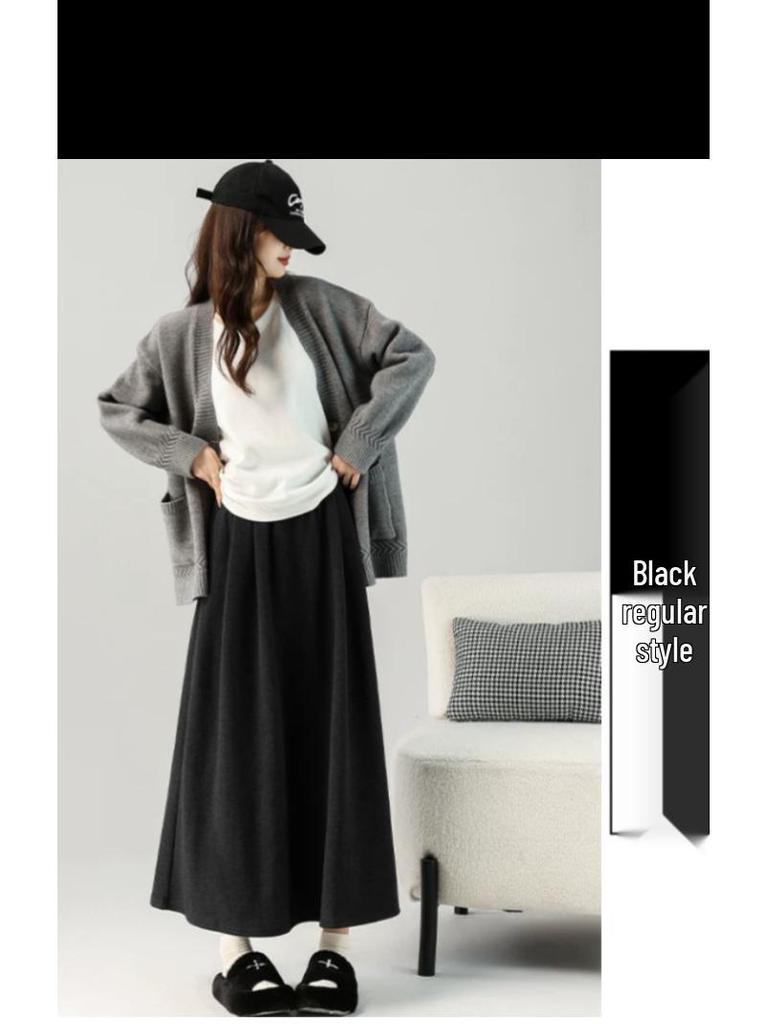 Off-White High Waist Glutinous Rice A-Line Skirt for Women - Slim, Flattering, Mid-Length, Yamamoto Style, Spring/Autumn/Winter 2025