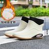 Winter fixed velvet warm waterproof glue shoes trendy men's short rain shoes wading short boots outdoor men's rain boots warm cotton shoes