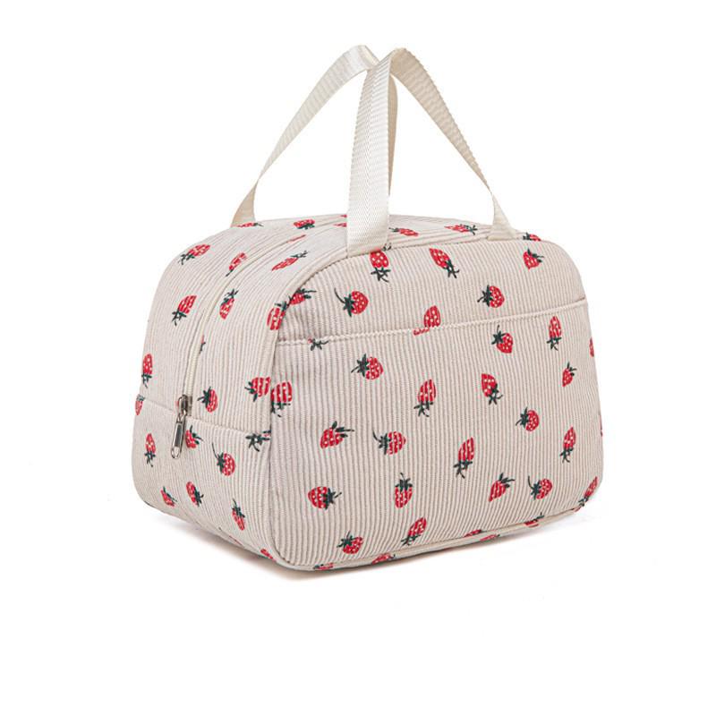 Women's Insulated Strawberry Handbag: Portable Lunch Tote & Picnic Bento Bag