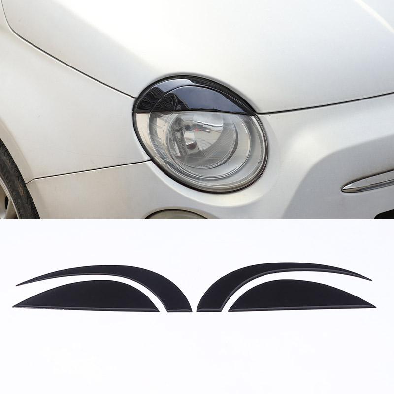 

For Fiat 500 2007-2015 Soft carbon fiber Car Front Headlight Eyebrow Eyelid Trim Sticker Auto head Lamp Decoration Decals чёрный