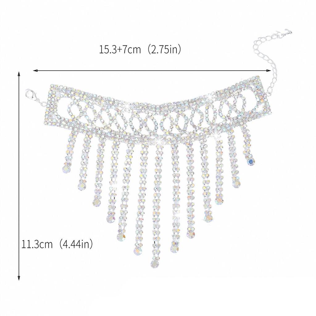 Exaggerated Rhinestone Tassel Bracelet: Shiny Wide-Edge Bangle for Women