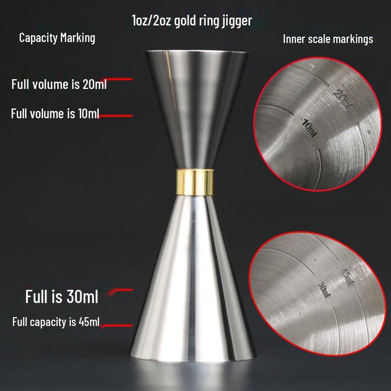 304 Stainless Steel Gold Ring Conical Jigger with Measurement Scale