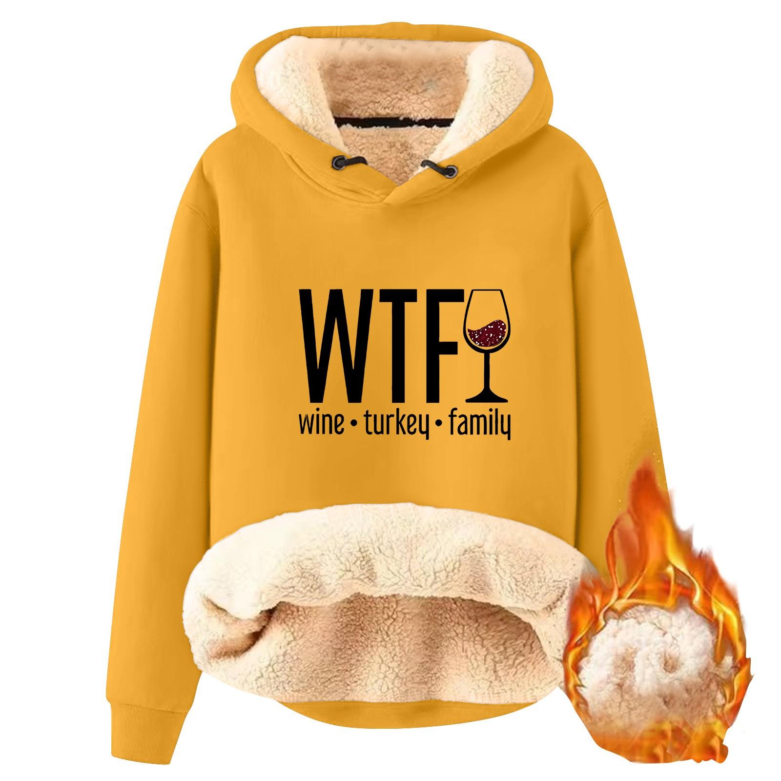 

Женская модная толстовка с капюшоном, утепленная, с принтом Дня благодарения, свободная, с капюшоном M жёлтый