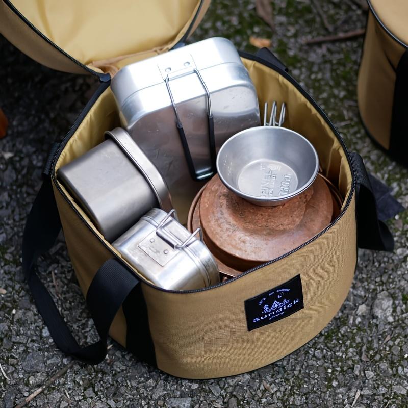 Padded Camping Cookware Storage Bag 9L/14L Shockproof Round Utensil Carry Bag  Pot Pan Organizer for Outdoor Hiking Picnic