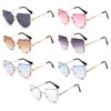 Fashion Eyewear Uv400 Women Metal Sunglasses Cat Eye Sunglasses Rimless Shades