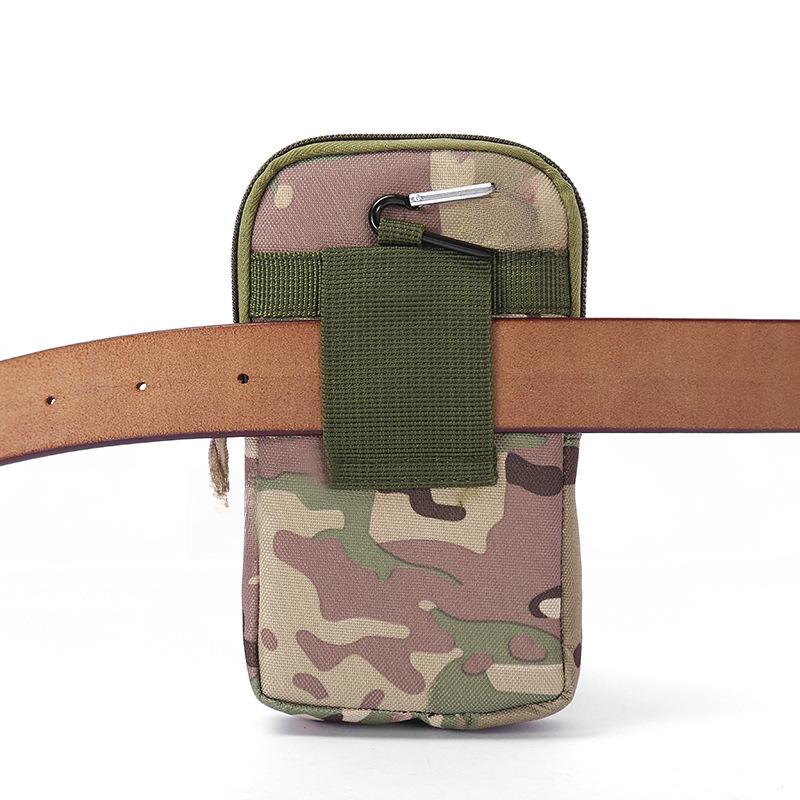 Camouflage Multifunctional Vertical Canvas Phone Waist Bag for Sports and Leisure
