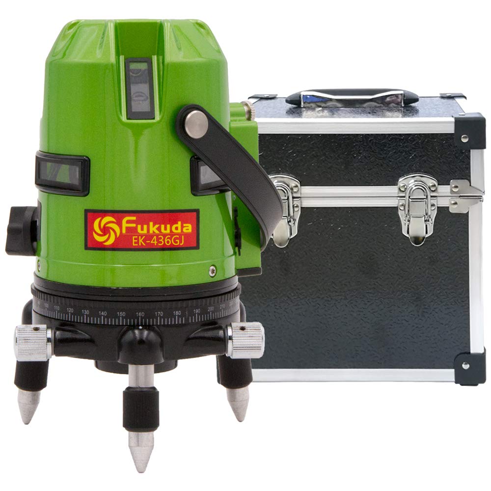 FUKUDA Green Laser Level Batteries x 7 7 Vertical x Horizontal Full EK-436GJ Full-Line (Lithium 2, Lines, Dots, 4, Circumference)