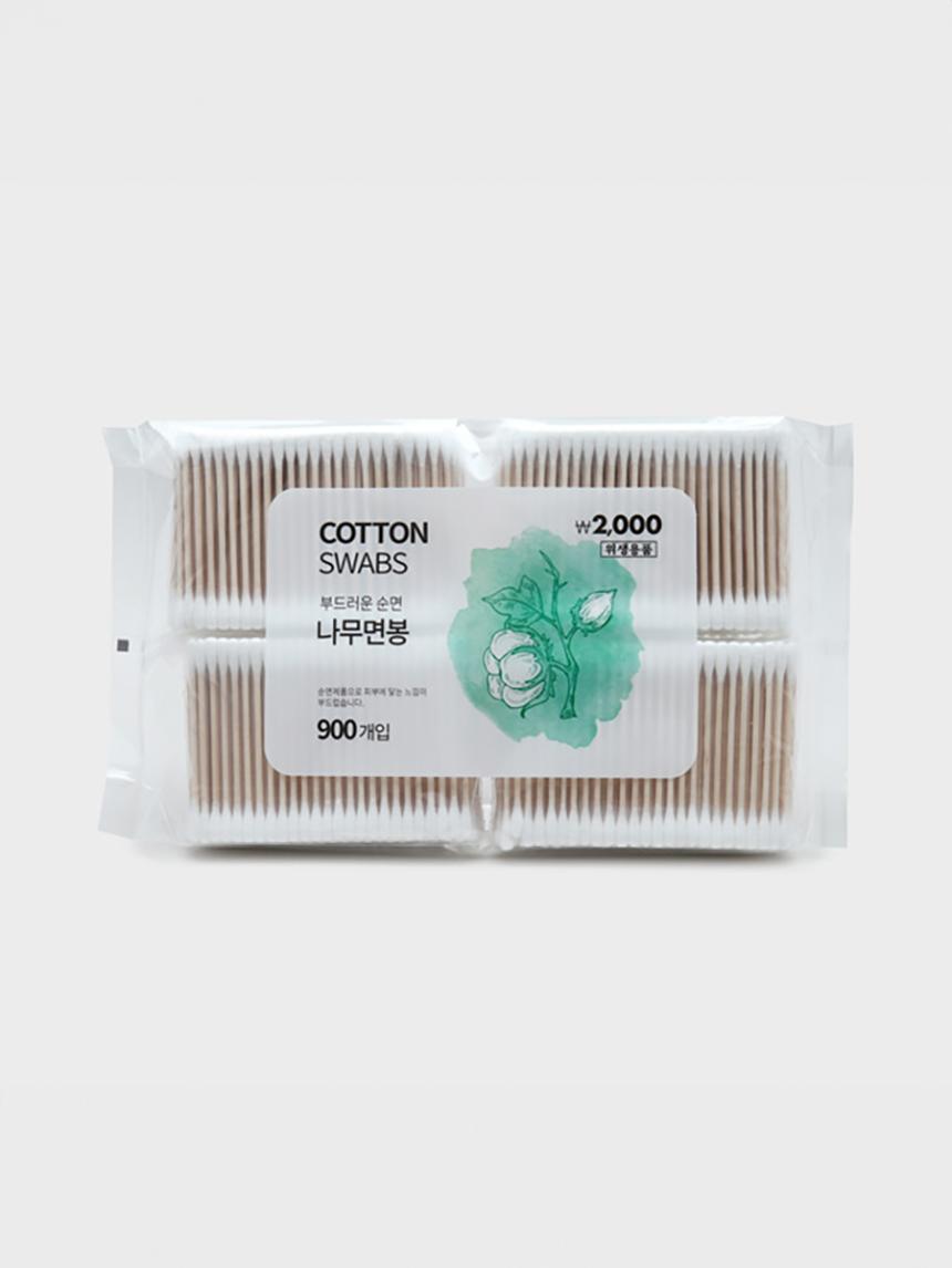 Premium Wood Stick Round Cotton Swabs, 900 Count 1ea