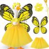 1 Set Butterfly Wing Porch Goose Costume Set Adjustable Size Fairy Wings Tutu Skirt Wand Flower Crowns Set Pet Outfit Garden