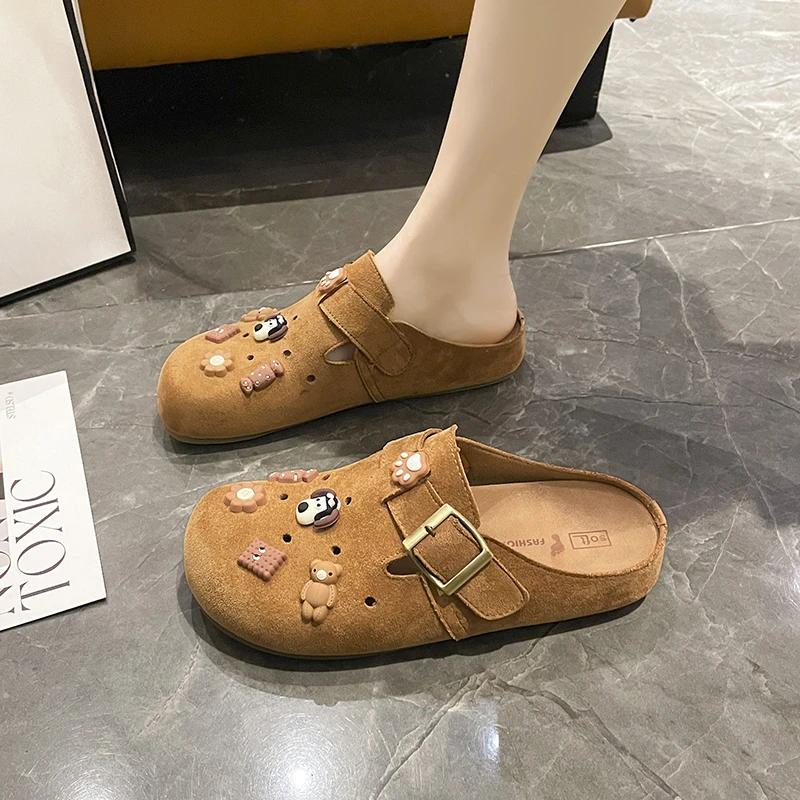 Fashion 2025 Women Sandals  With Arch Support Shoes Outdoor Beach Suede Clogs Slippers Suede Clogs Slippers Soft Insole Sandals