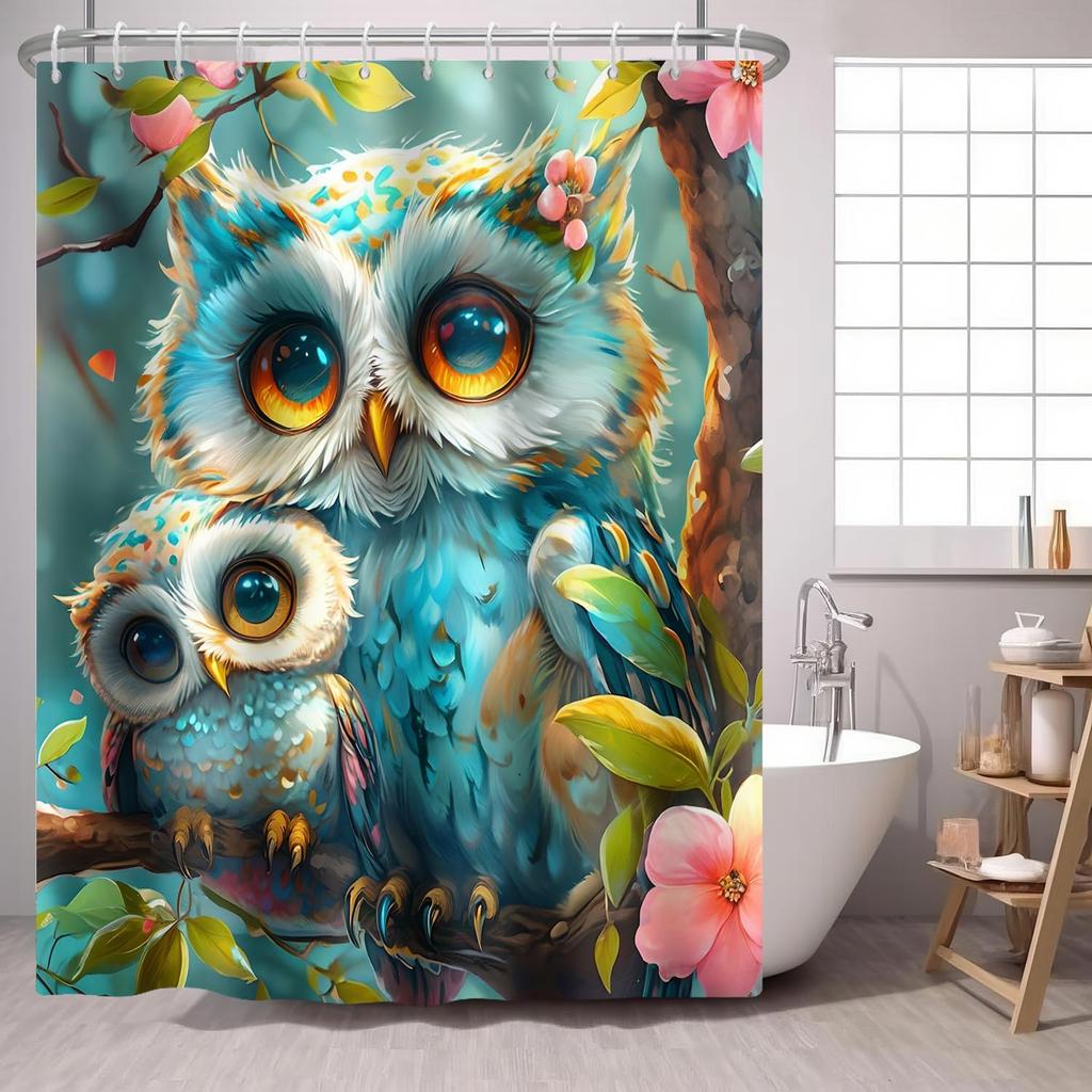 Boho Flower Shower Curtain Mandala Floral Vintage Flower,Pink Blue Bright Petal Leaves Farmhouse Fabric Shower Curtains Bathroom