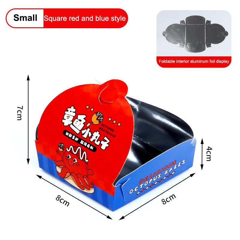 100Pcs Aluminum Film Disposable Octopus Ball Packaging Box Heat Preservation Japanese Street Food Takoyaki Takeaway Snack Pack