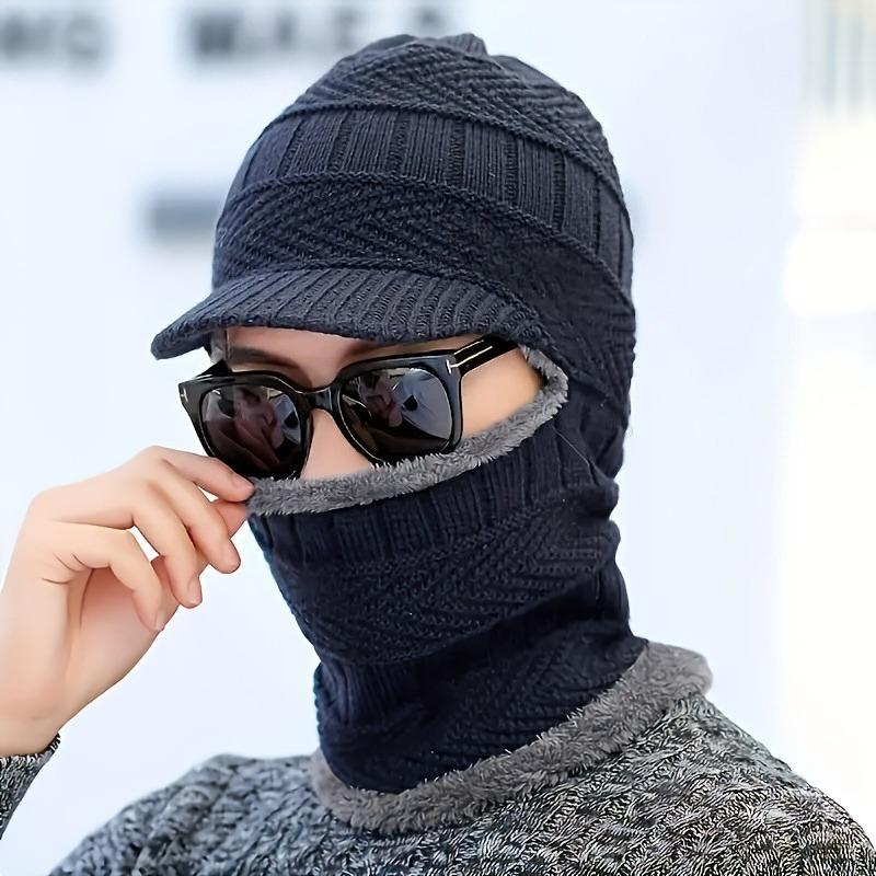 

1pc Men s Thermal Fleece Ski Hat with Ear Flaps, Winter Warm Cycling Beanie for Outdoor Sports Black White Logo серый