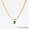 Gold Plated Stainless Steel Herringbone Chain Necklace with Pink Square CZ Pendant