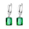 1SET European and American Romantic Emerald Rectangular Zircon Jewelry Set Women's Personality Colorful Rhinestone Necklace Earring Adjustable Ring