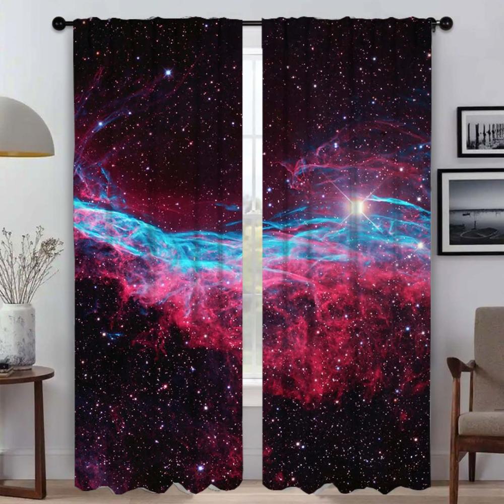 Kosmisk Nebula Mørkleggingsgardiner for Stue Persienner Vindusgardin Romdeler Hjemmeinteriør Gardiner 2 Deler Kjøkken Elegant