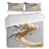 Pillowcase Quilt Cover 3-Piece Bedding Gold Silver Abstract Metal Brushstrokes Decorative Pattern