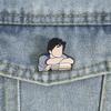 Retro Cartoon Artistic Figure Resting On Books Enamel Pin Intellectual Lapel Badge Elegant Gift For Book Lovers Brooch