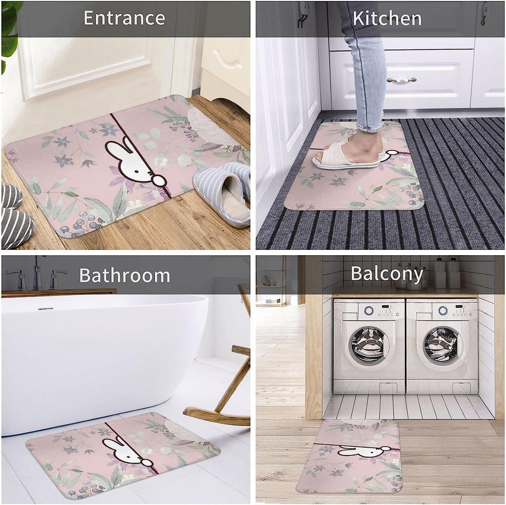 Miffy entrance mat, stylish, non-slip, washable, quick-drying, absorbent, and fully washable, perfect for indoor and outdoor use. Fluffy bath mat, doo